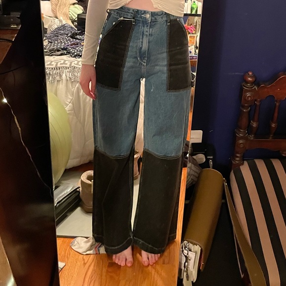 NWT ASOS Bershka Patchwork Wide Leg Jeans - Picture 11 of 16